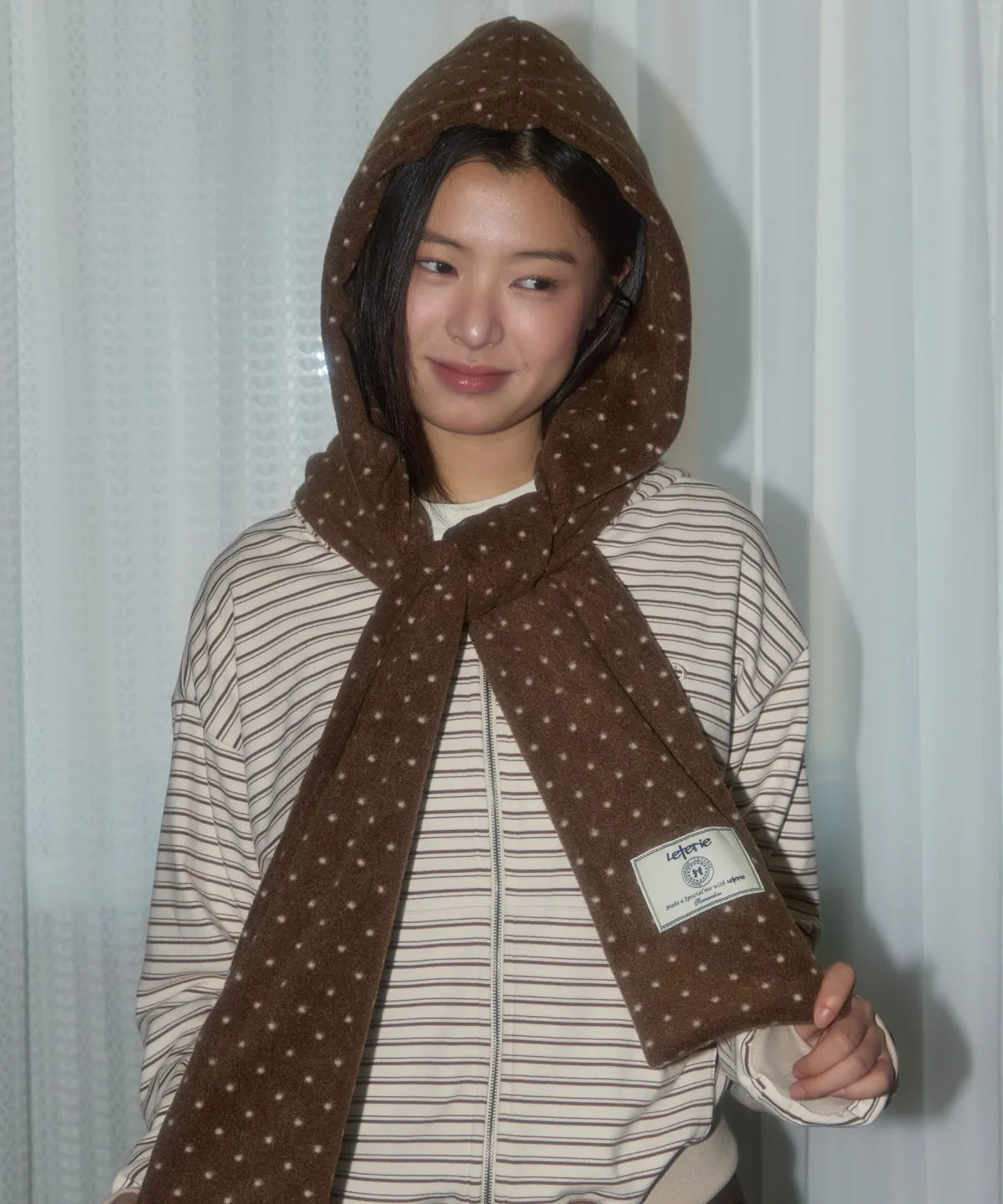 DOT HOOD MUFFLER_BROWN