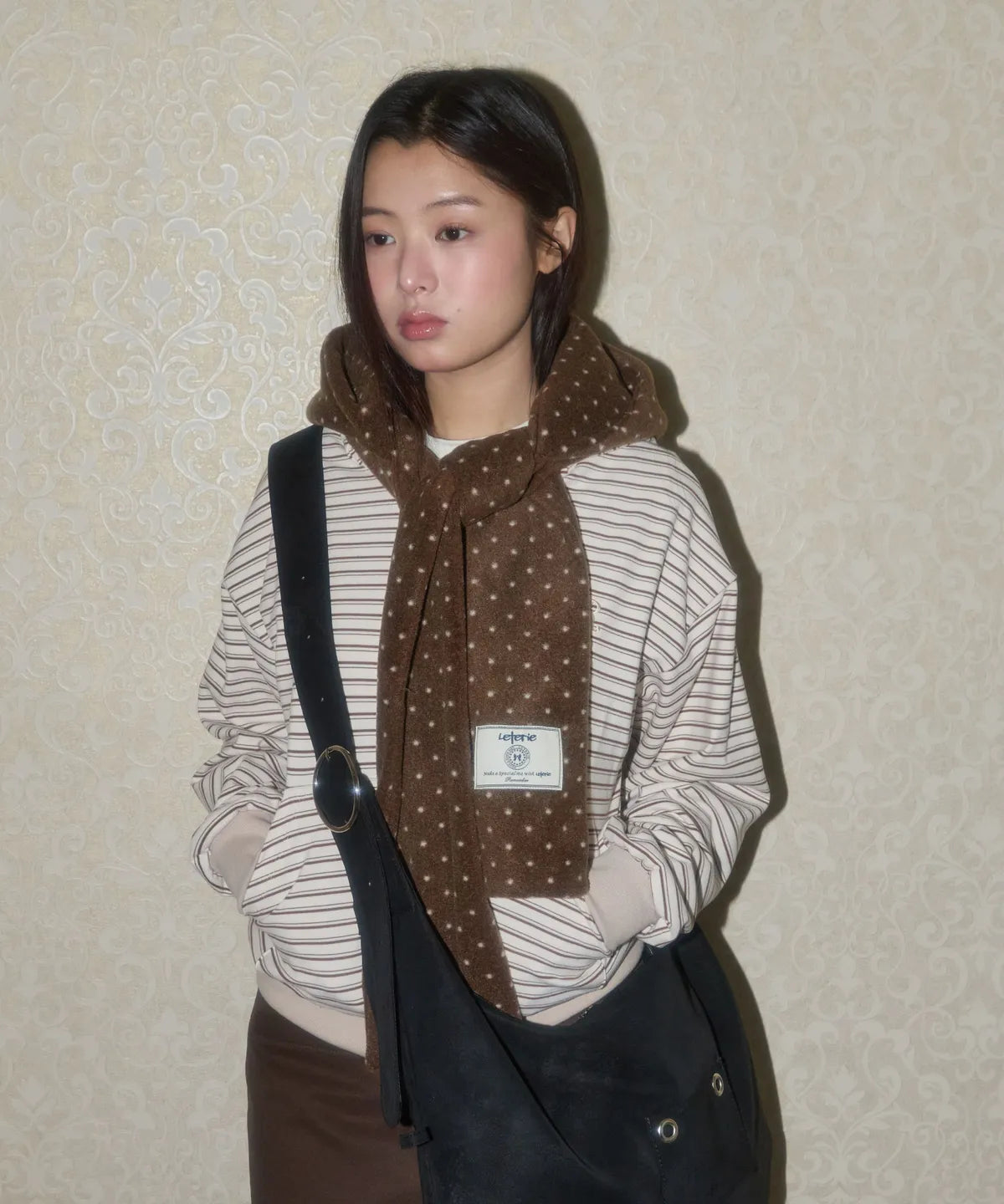 DOT HOOD MUFFLER_BROWN