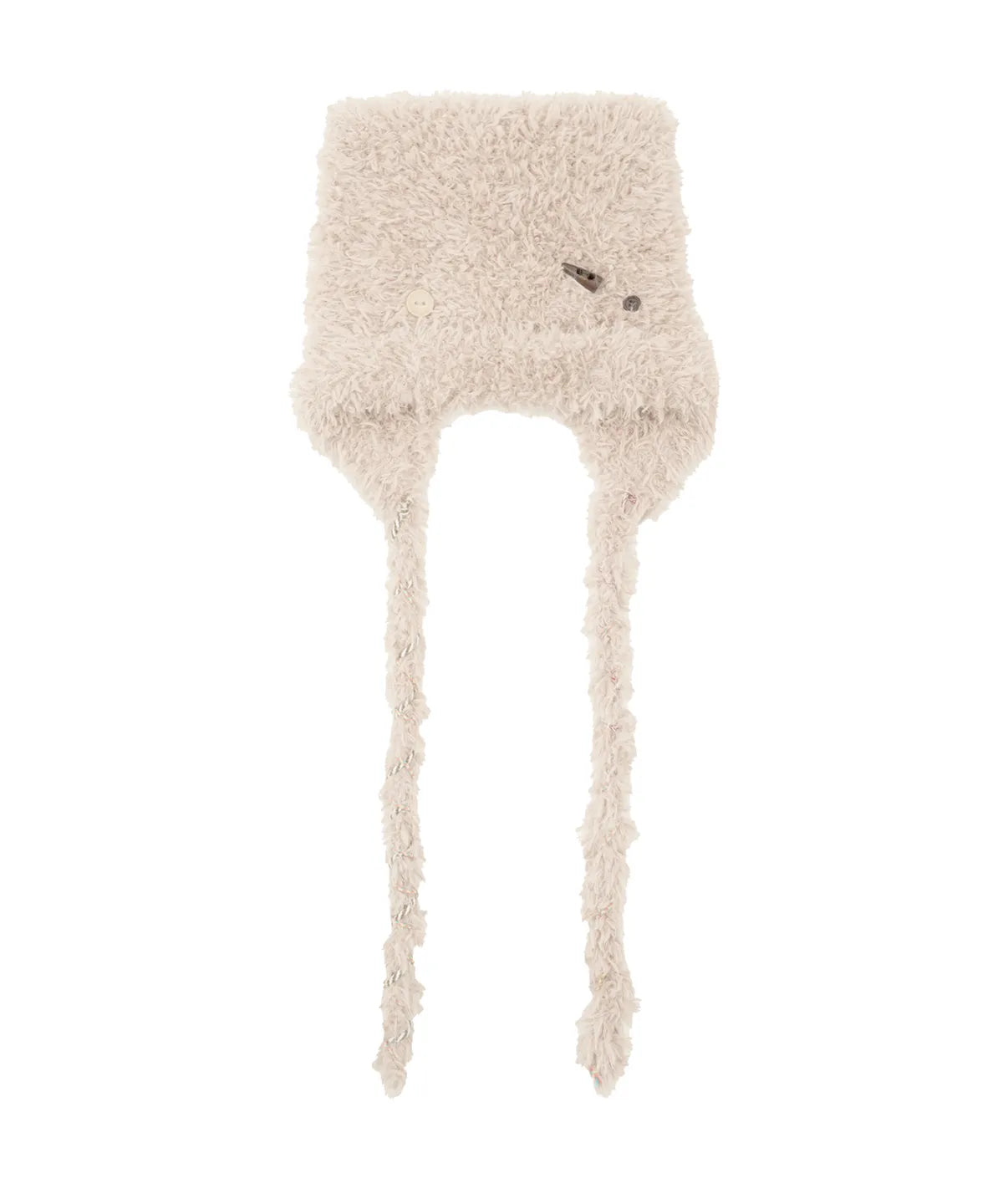 MIX STRAP FLUFFY CAT BEANIE_BEIGE