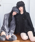 [illigo] RIBBON PLEATS BLOUSE_BLACK