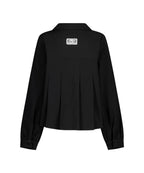 [illigo] RIBBON PLEATS BLOUSE_BLACK