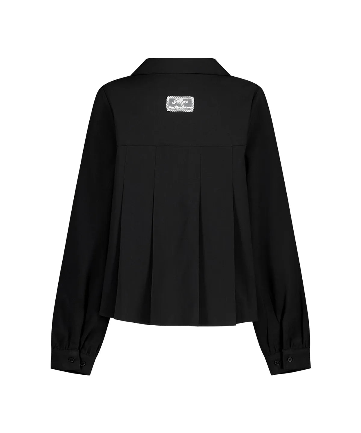 [illigo] RIBBON PLEATS BLOUSE_BLACK