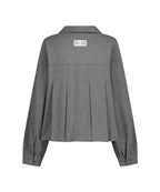 [illigo] RIBBON PLEATS BLOUSE_GREY