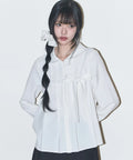 [illigo] RIBBON PLEATS BLOUSE_WHITE