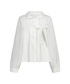 [illigo] RIBBON PLEATS BLOUSE_WHITE