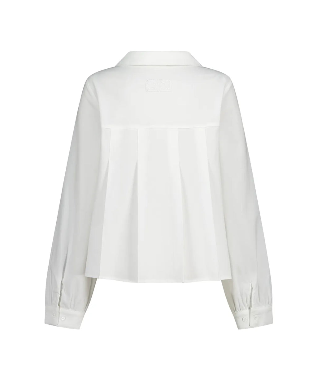 [illigo] RIBBON PLEATS BLOUSE_WHITE