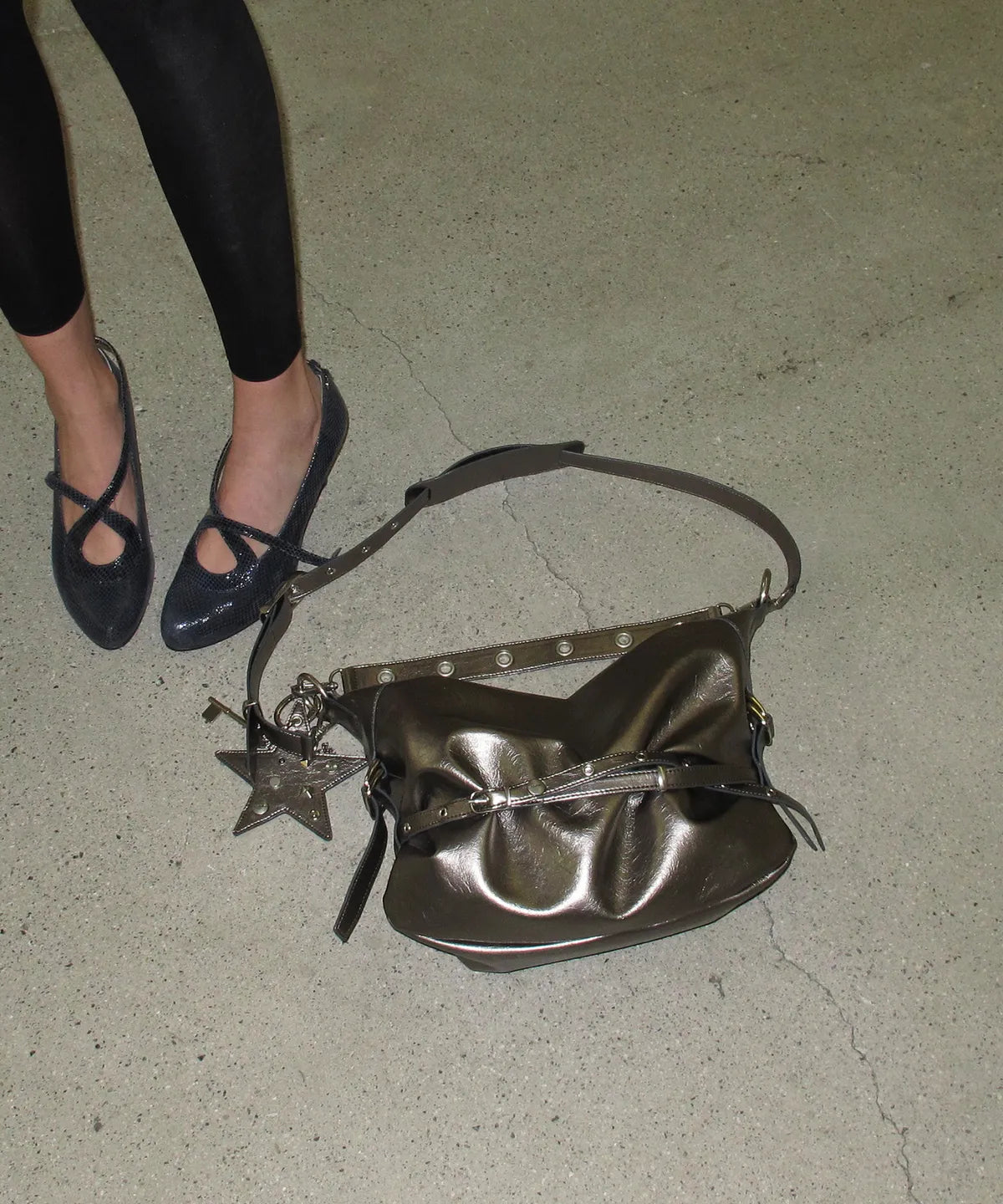 yeomim slouchy bag (metal) & keyring set