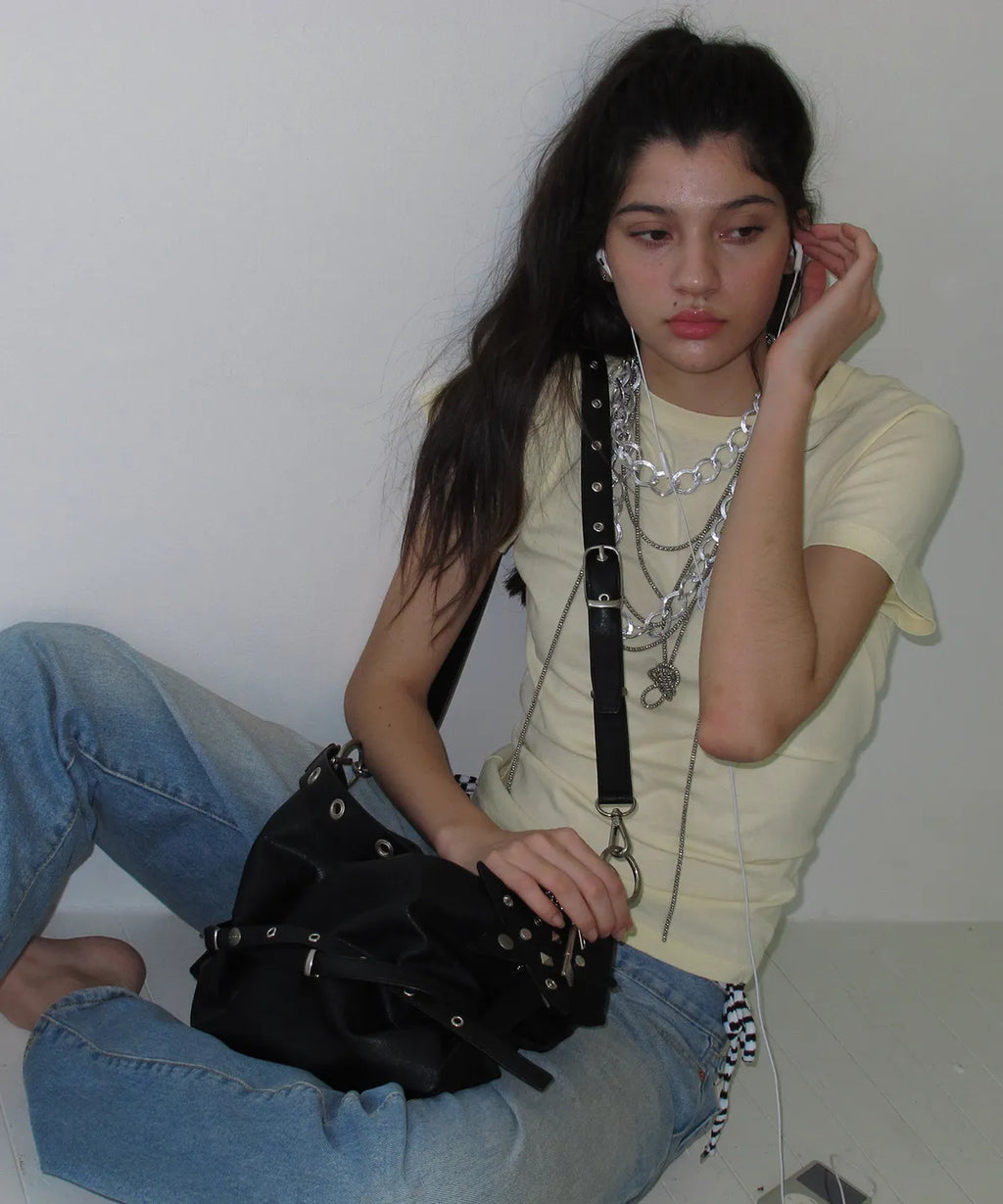 yeomim slouchy bag (black) & keyring set