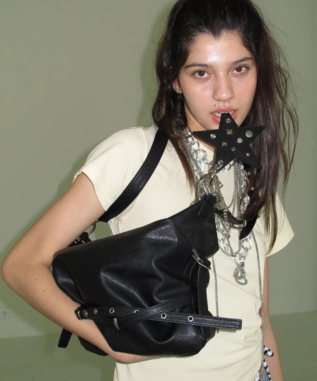 yeomim slouchy bag (black) & keyring set