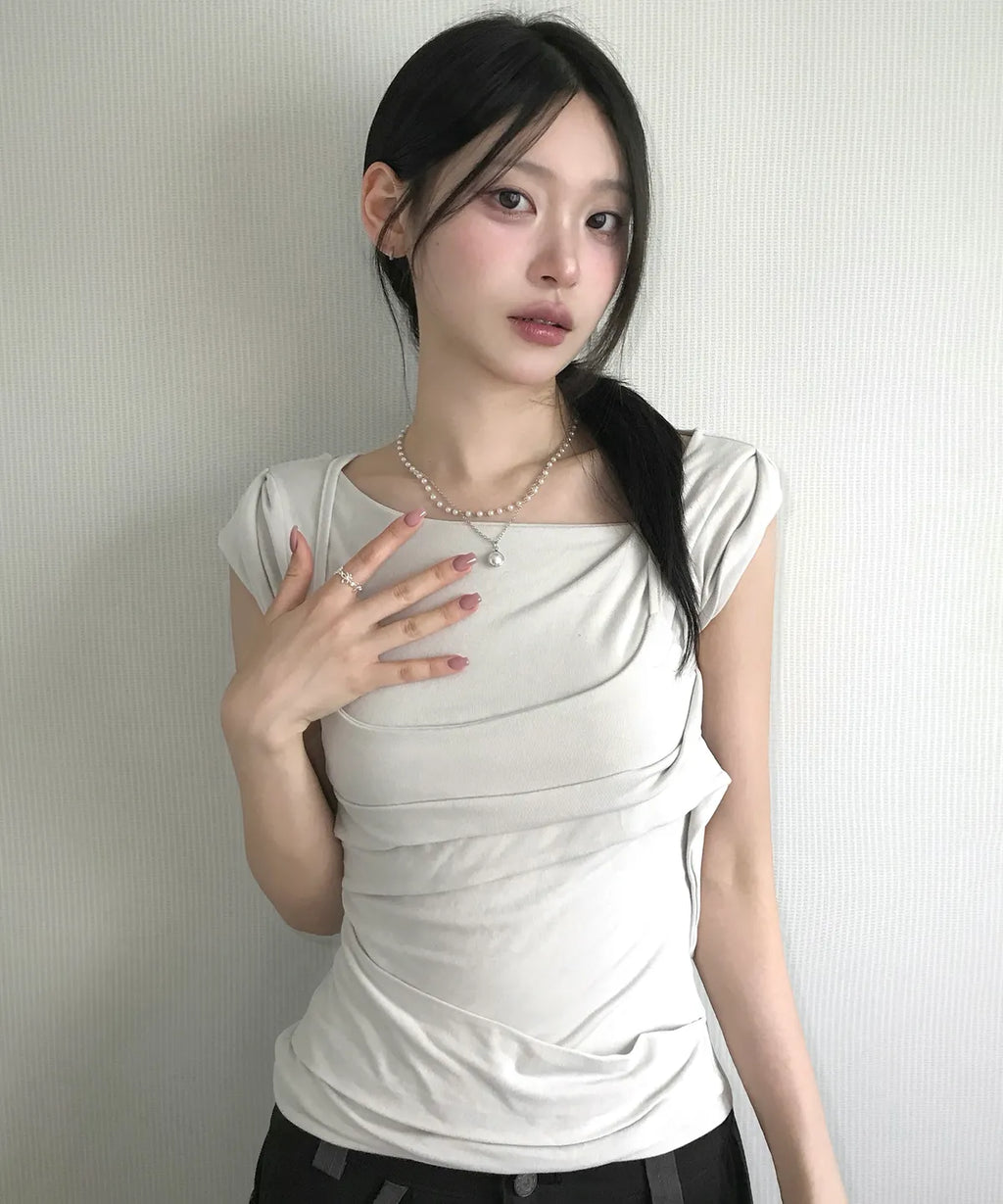 [FLAREUP] LAYERED BUSTIER T-SHIRT_4 COLORS