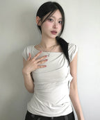 [FLAREUP] LAYERED BUSTIER T-SHIRT_4 COLORS