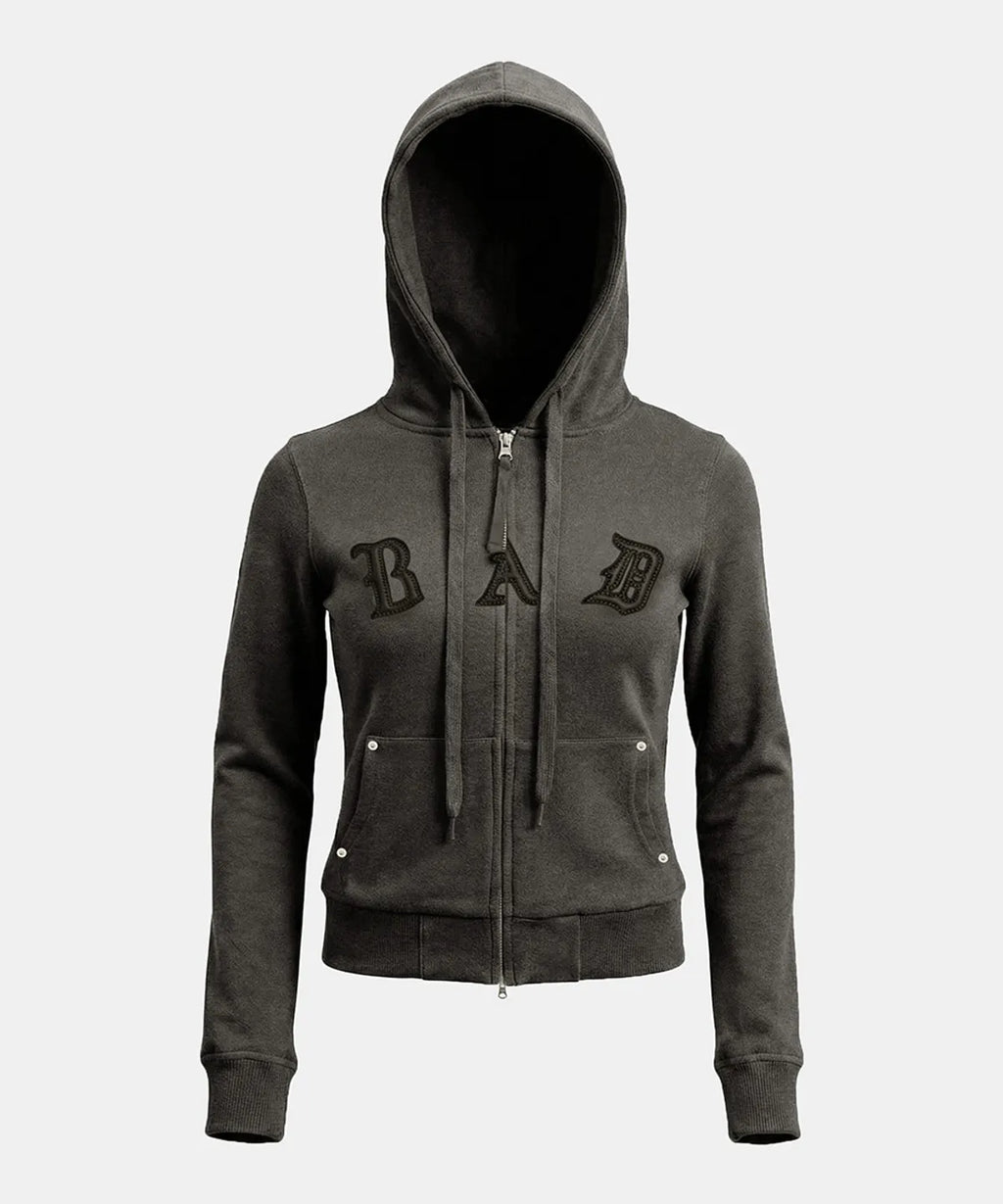 [BADBLOOD] Cosmo Embroidered Slim-Fit Zip-Up Hoodie - Charcoal