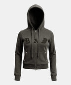 [BADBLOOD] Cosmo Embroidered Slim-Fit Zip-Up Hoodie - Charcoal