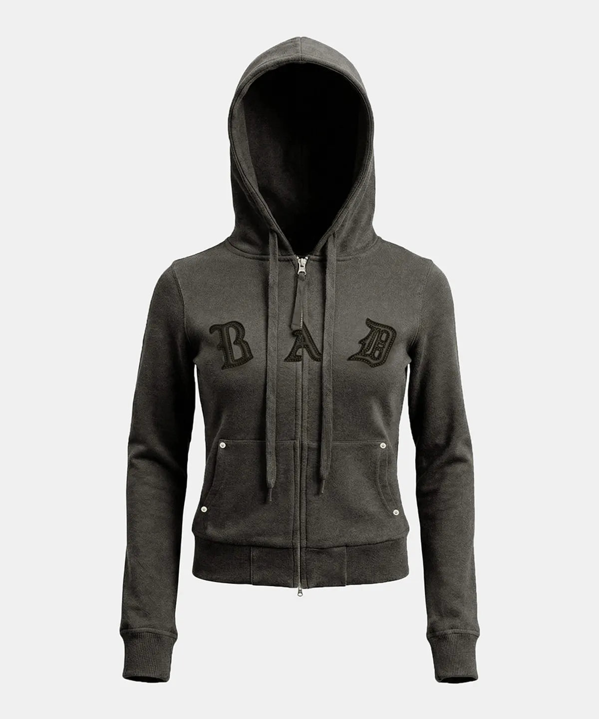 [BADBLOOD] Cosmo Embroidered Slim-Fit Zip-Up Hoodie - Charcoal