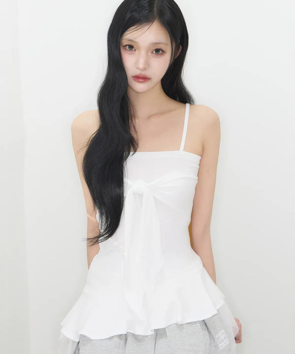 [ILLIGO] RIBBON TIE SLEEVELESS_3 COLORS