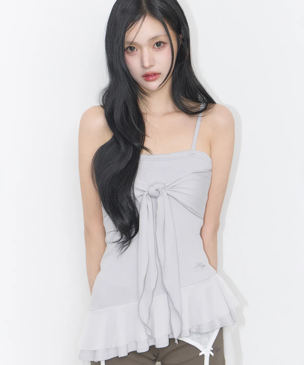 [ILLIGO] RIBBON TIE SLEEVELESS_3 COLORS