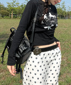 [lotsyou] Nostalgia Chubby ⭐️Non-Twinkle⭐️ Backpack - Leather Black (啞光款)