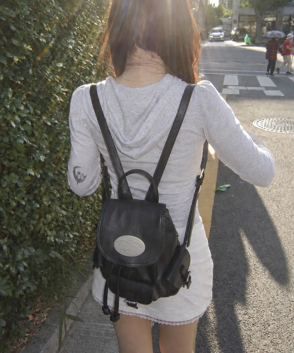 [lotsyou] Nostalgia Chubby ⭐️Non-Twinkle⭐️ Backpack - Leather Black (啞光款)