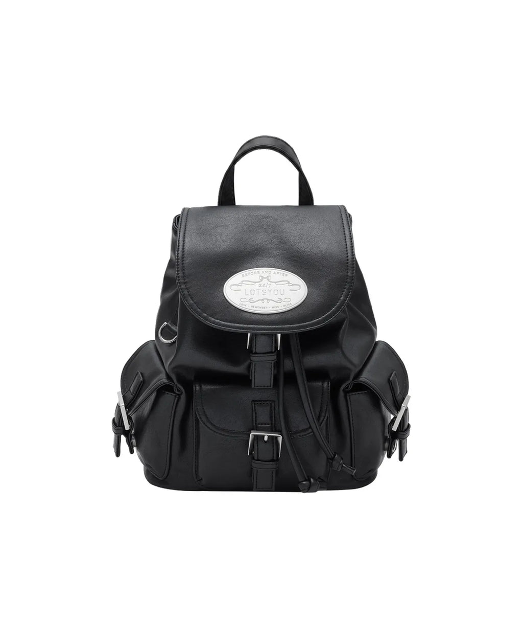 [lotsyou] Nostalgia Chubby ⭐️Non-Twinkle⭐️ Backpack - Leather Black (啞光款)