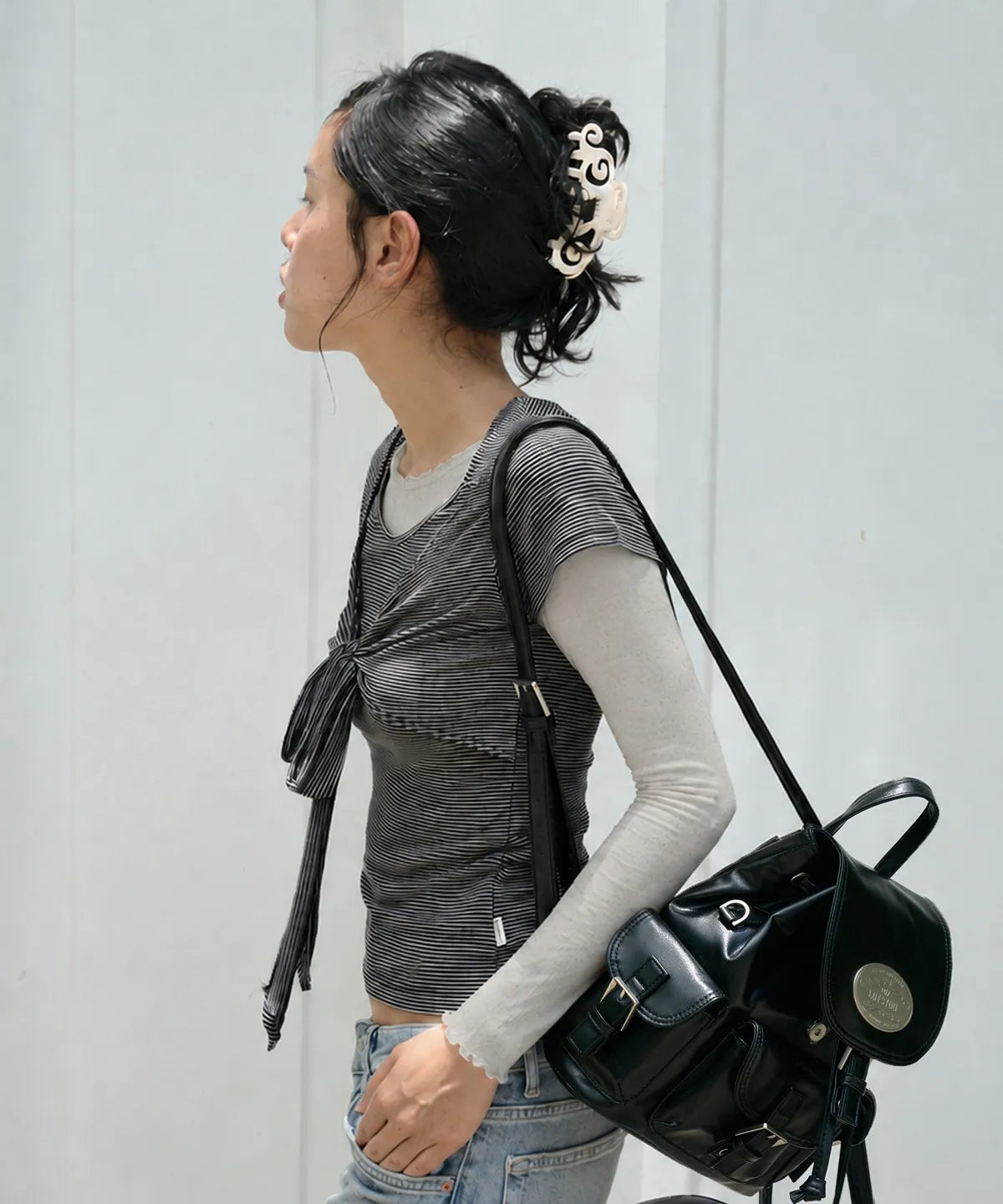 [lotsyou] Nostalgia Chubby ⭐️Twinkle⭐️ Backpack - Leather Black