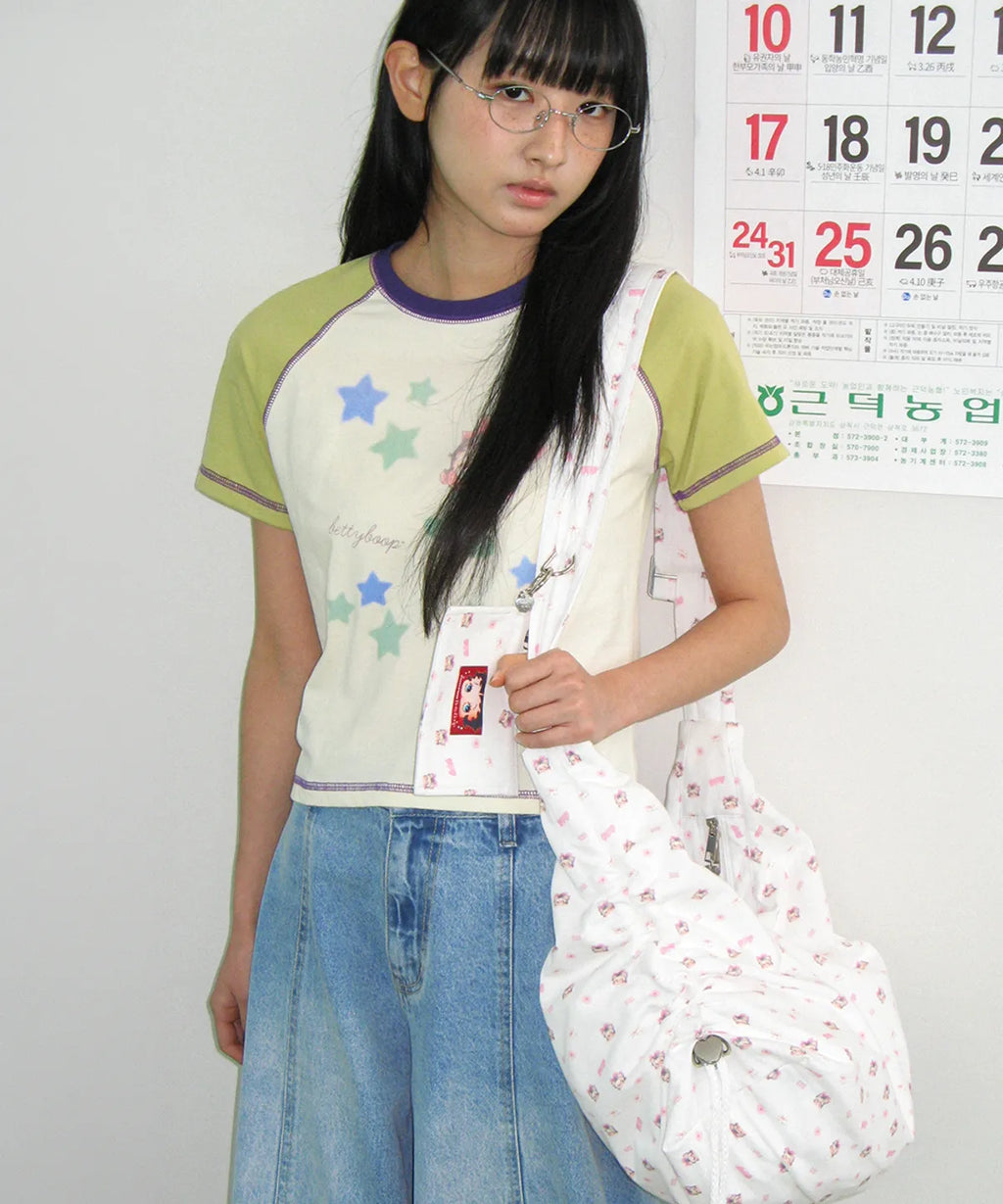 [RONRON] BETTY BOOP MINI STAR STITCH RAGLAN T SHIRT_YELLOW