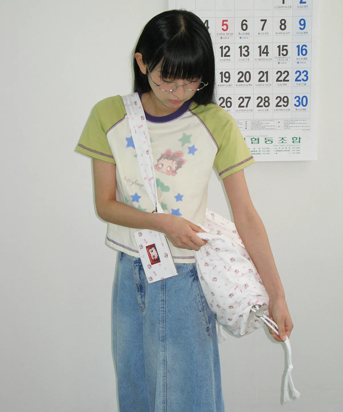 [RONRON] BETTY BOOP MINI STAR STITCH RAGLAN T SHIRT_YELLOW
