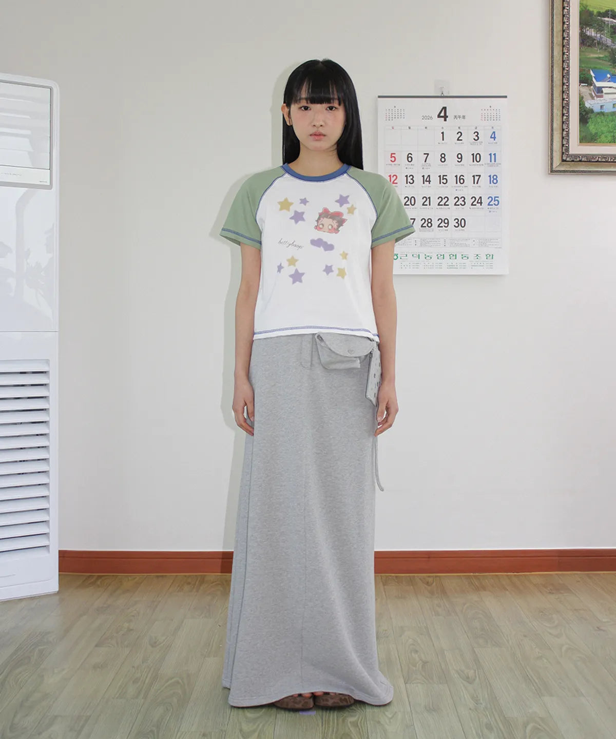 [RONRON] BETTY BOOP MINI STAR STITCH RAGLAN T SHIRT_GREEN