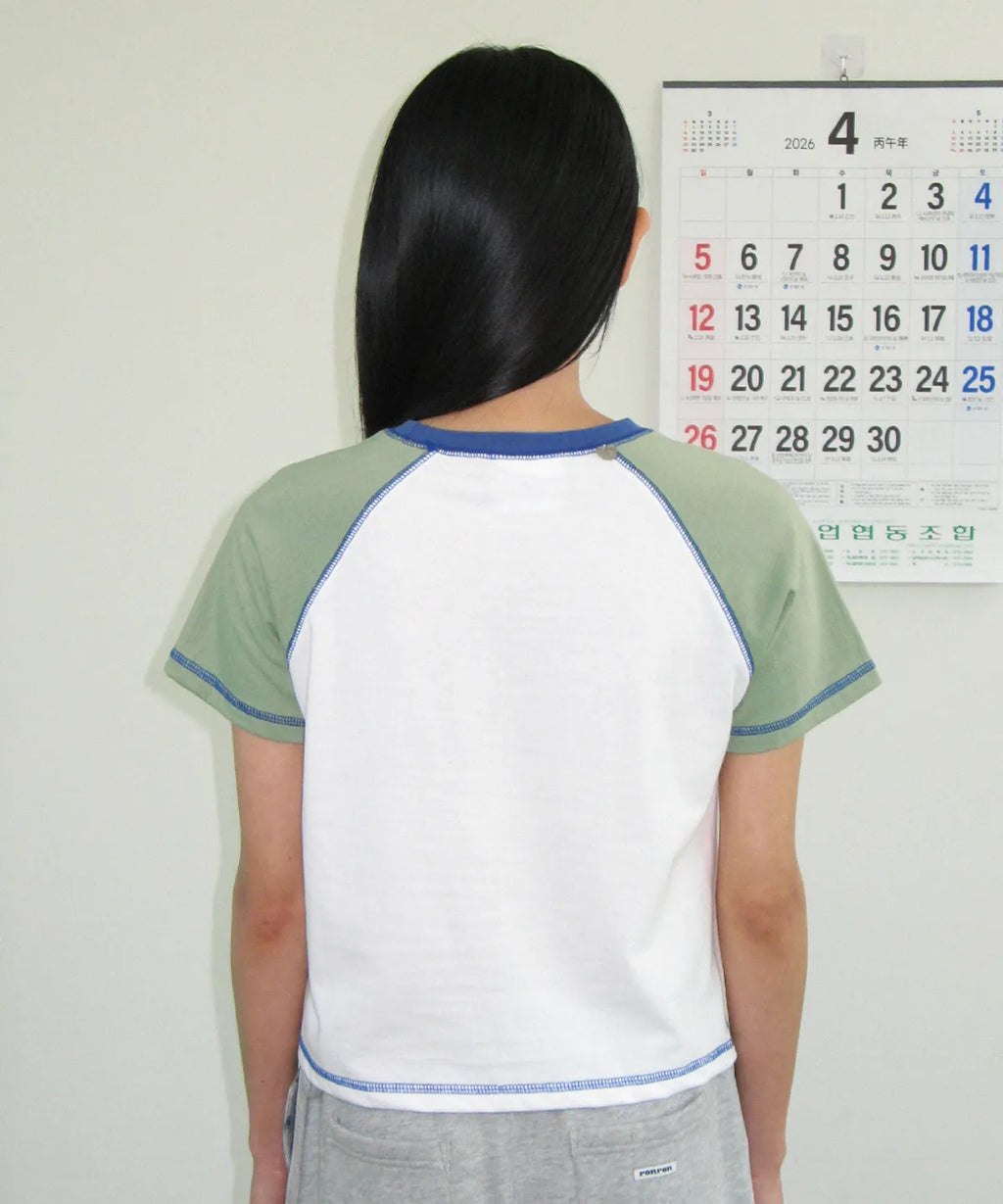 [RONRON] BETTY BOOP MINI STAR STITCH RAGLAN T SHIRT_GREEN
