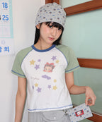 [RONRON] BETTY BOOP MINI STAR STITCH RAGLAN T SHIRT_GREEN