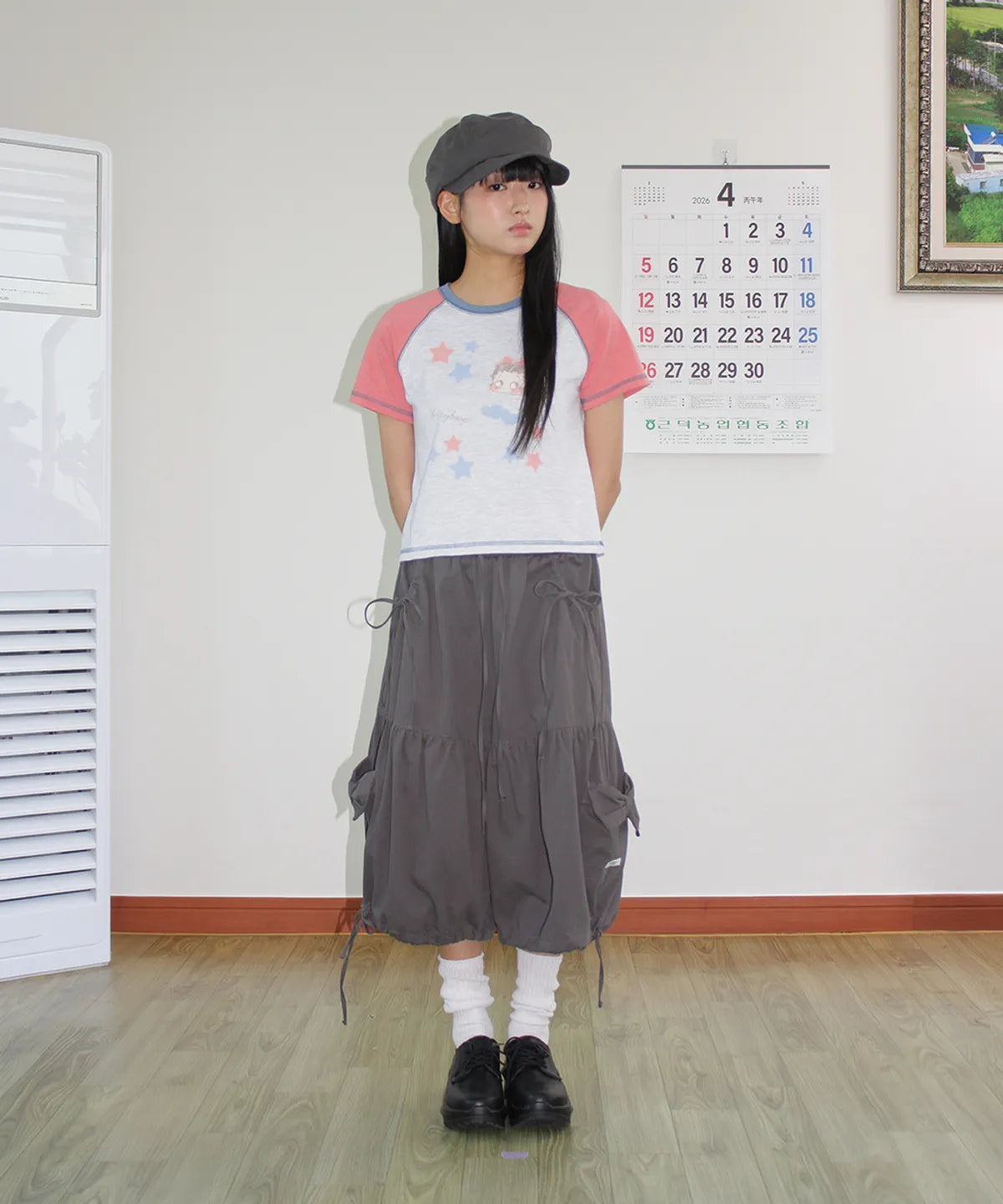[RONRON] BETTY BOOP MINI STAR STITCH RAGLAN T SHIRT_ORANGE