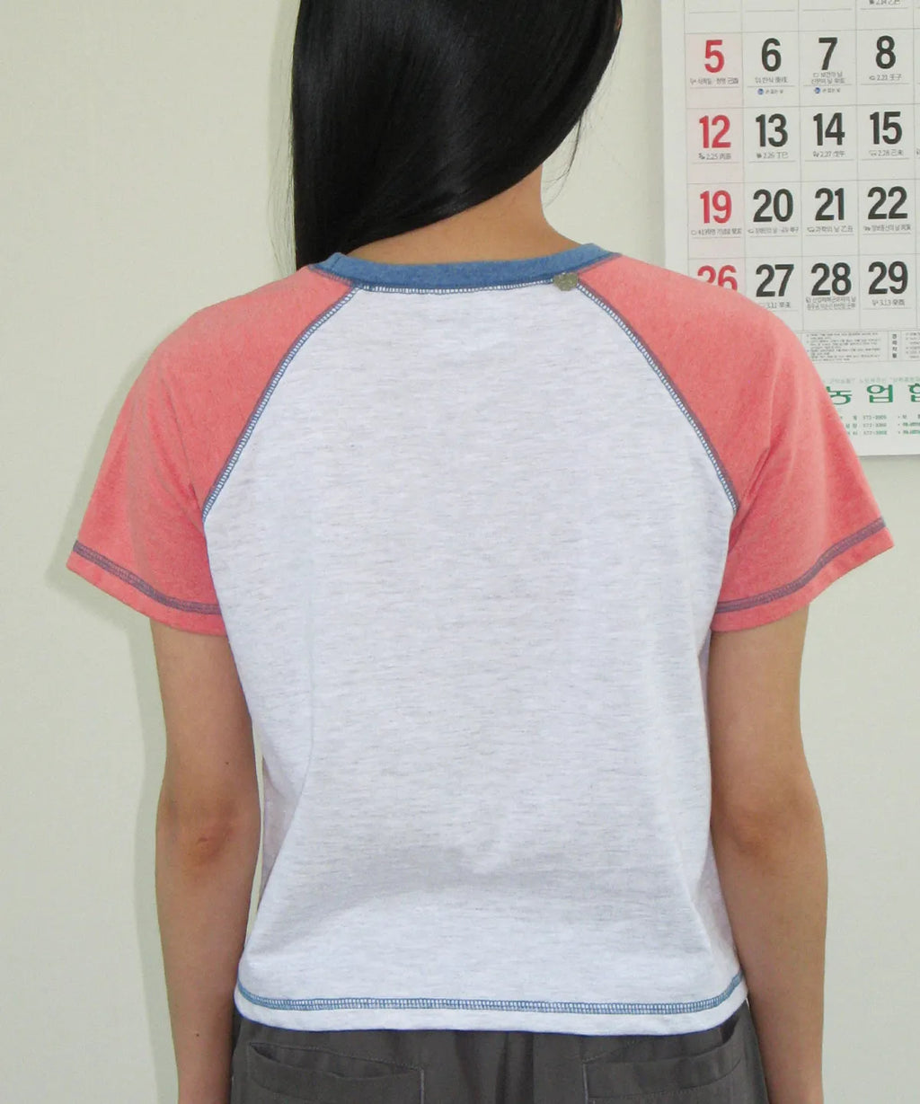 [RONRON] BETTY BOOP MINI STAR STITCH RAGLAN T SHIRT_ORANGE