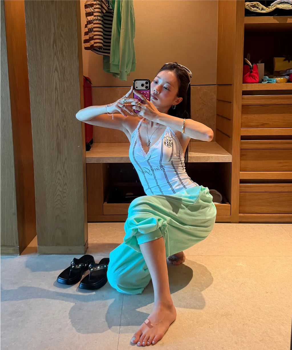 [WAVEGIRL] SOCCER LACE SLEEVELESS SHIRT_2 COLORS