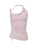 [PLEASNOFOLLOW] HUSH BUTTON HALTER SLEEVELESS TOP_4 COLORS