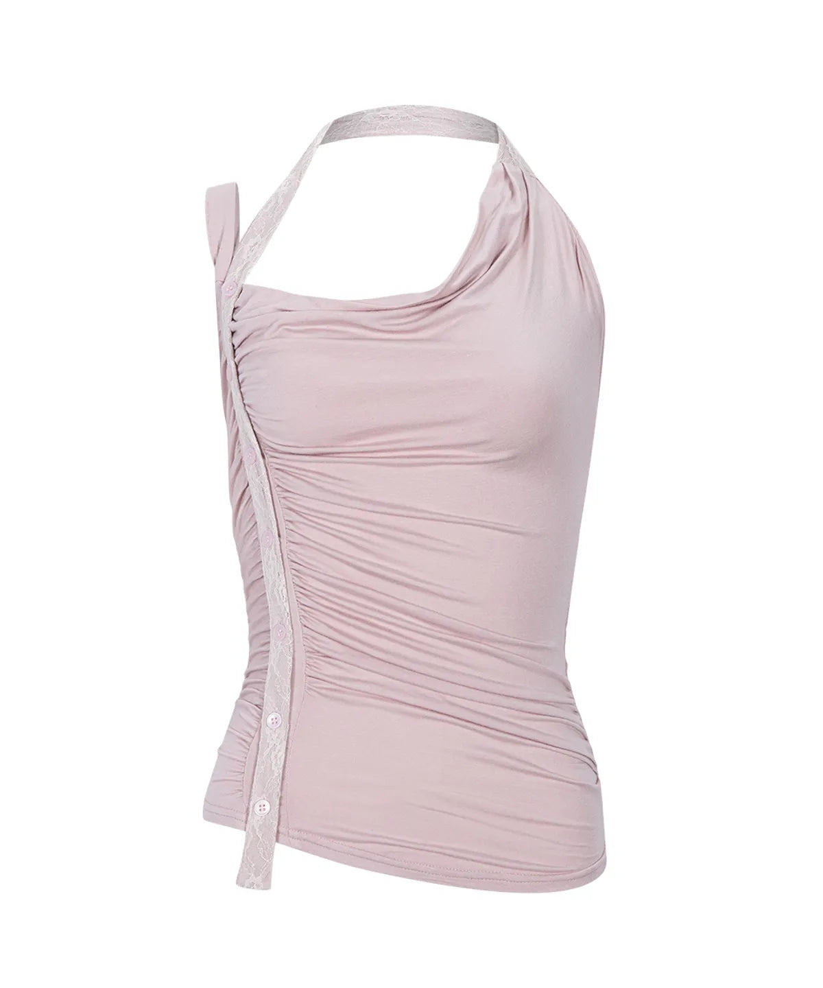 [PLEASNOFOLLOW] HUSH BUTTON HALTER SLEEVELESS TOP_4 COLORS