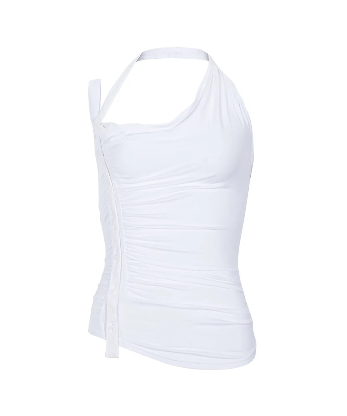 [PLEASNOFOLLOW] HUSH BUTTON HALTER SLEEVELESS TOP_4 COLORS