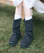 [OTZ] 3300 Slouch Platform Boots - Suede Black