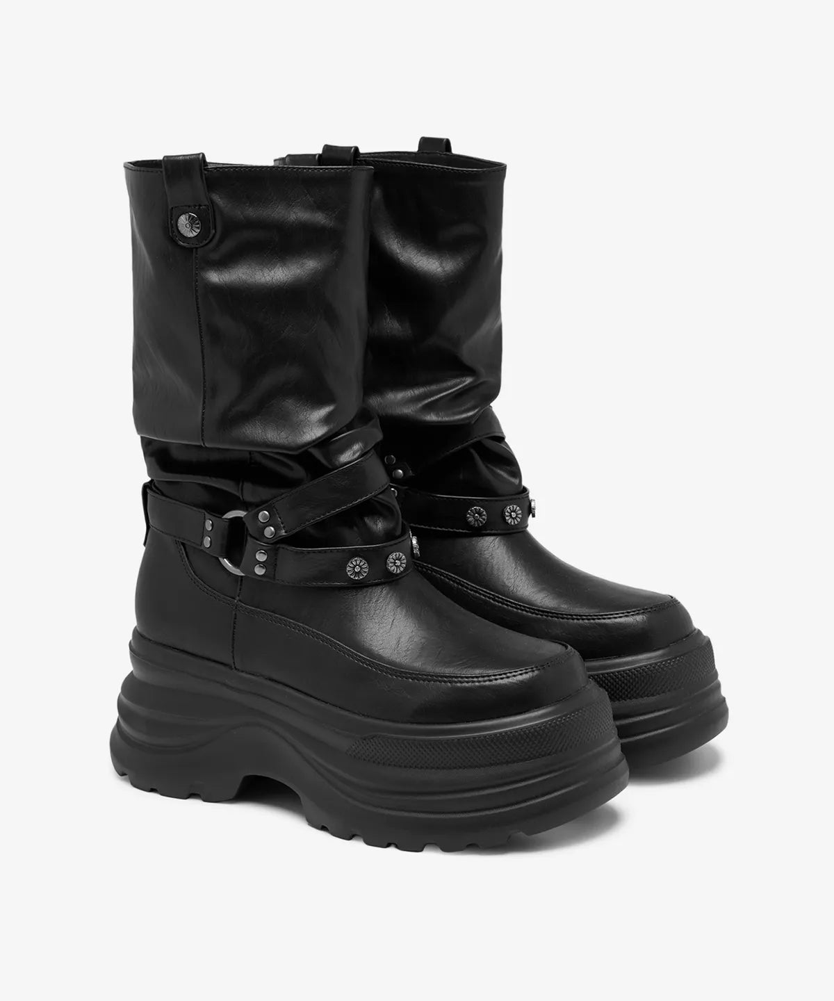 [OTZ] 3300 Slouch Platform Boots - Leather Black