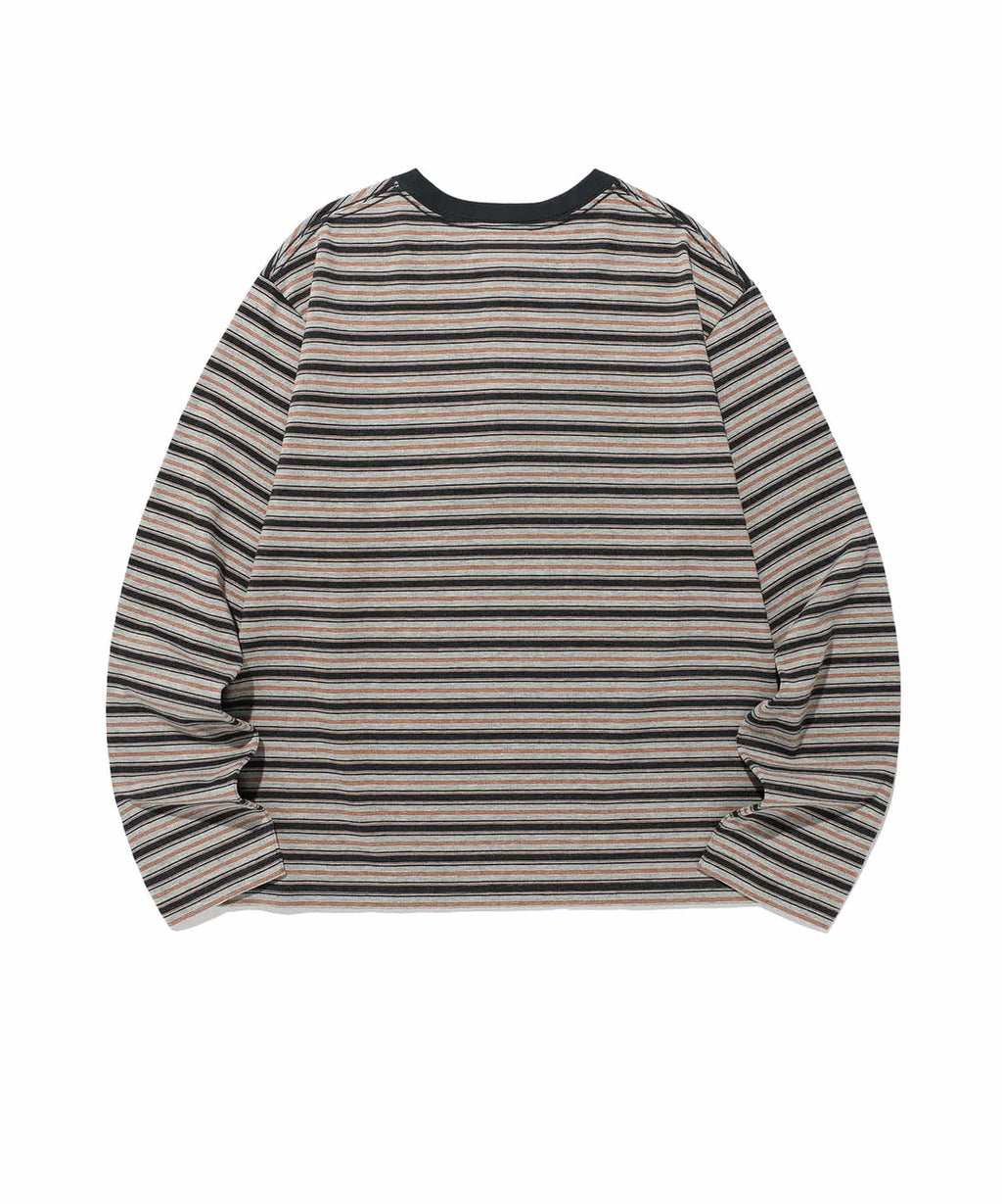 [niceghostclub] STRIPE HENLEY LS TEE_GREY