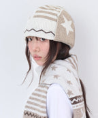 [video jockey] Vikey Star Knit Earflap Beanie - 3colors