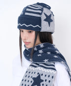 [video jockey] Vikey Star Knit Earflap Beanie - 3colors