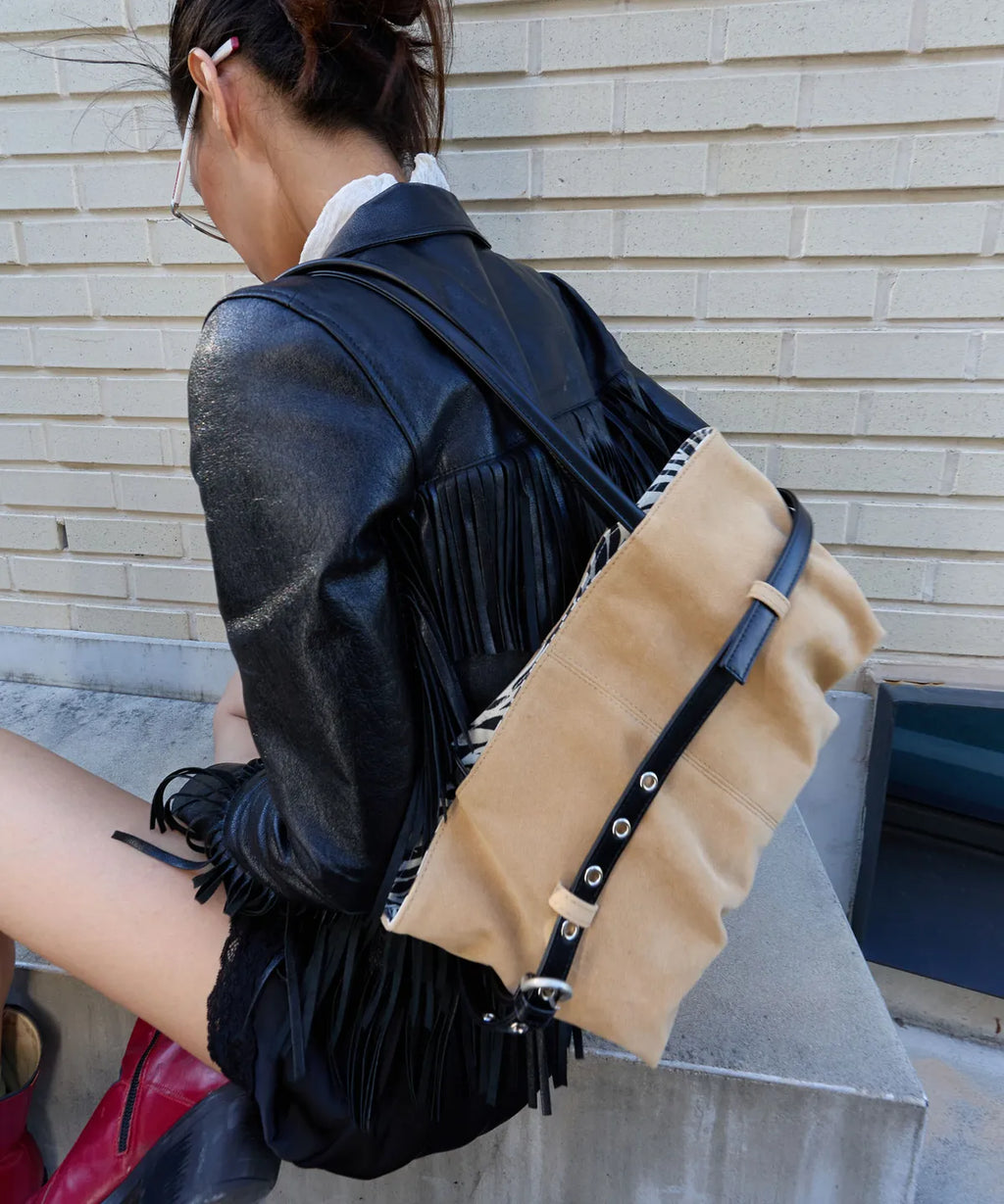 [Otie] TIED BOAT BAG_SUEDE SAND YELLOW