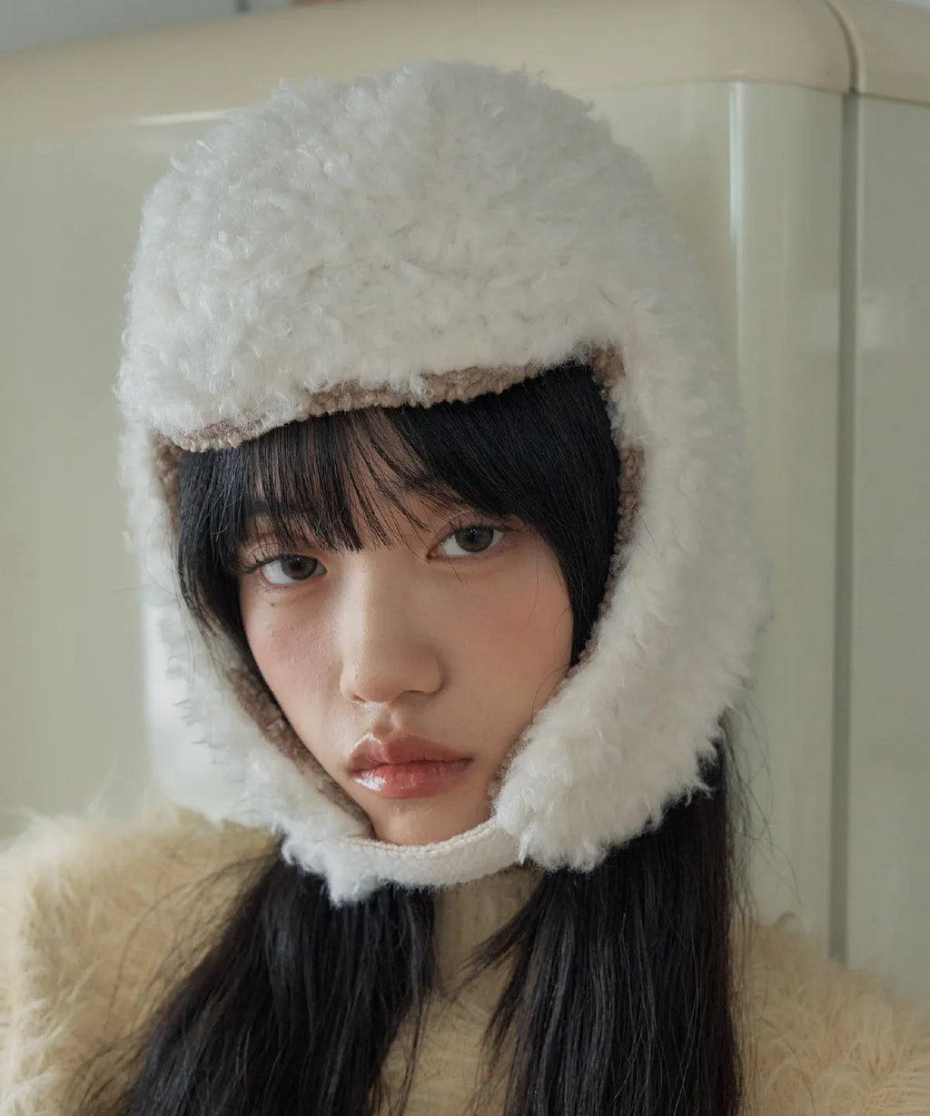 [POESIEDAME] WOOLY EARFLAP HAT - 2colors