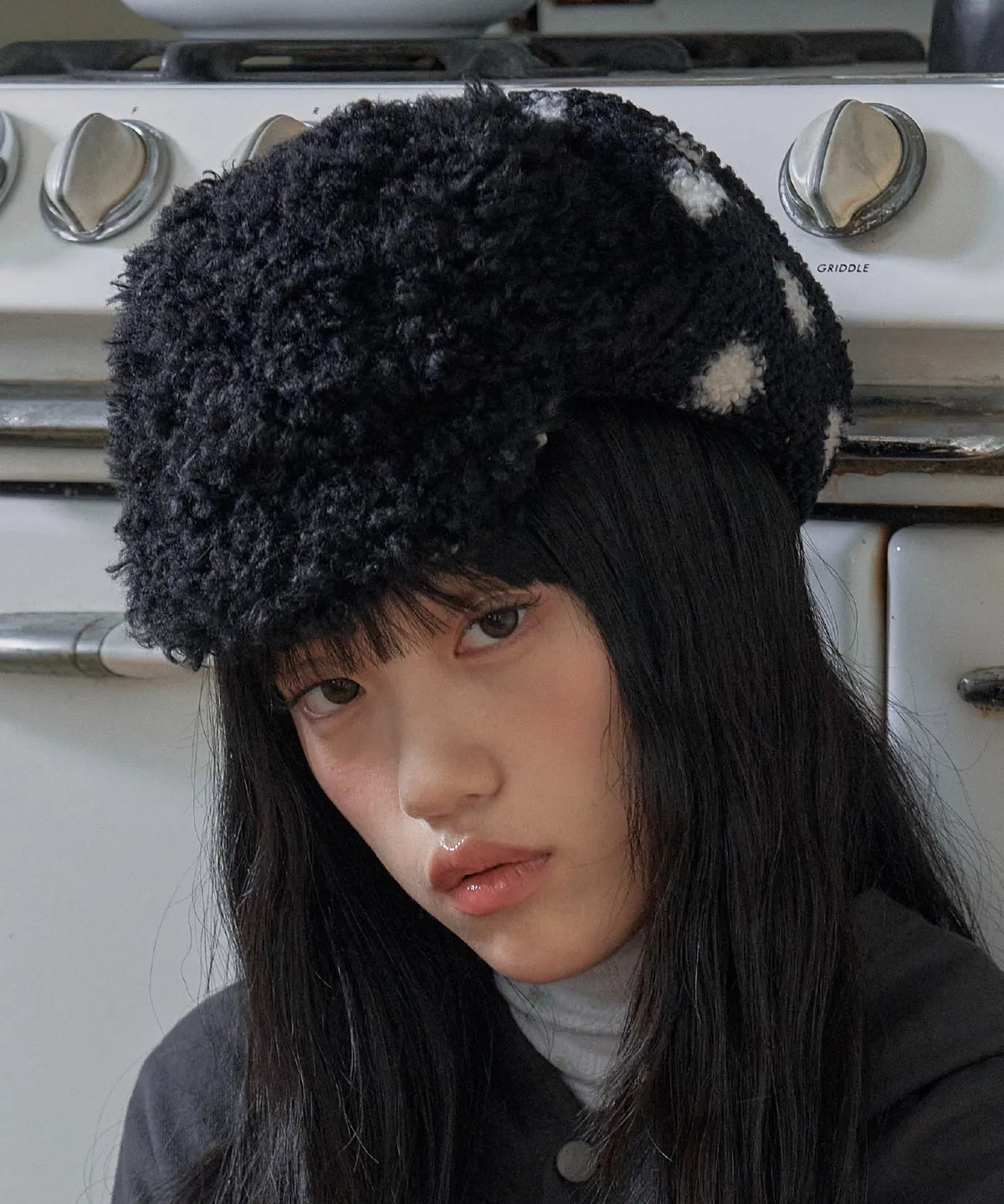[POESIEDAME] WOOLY EARFLAP HAT - 2colors