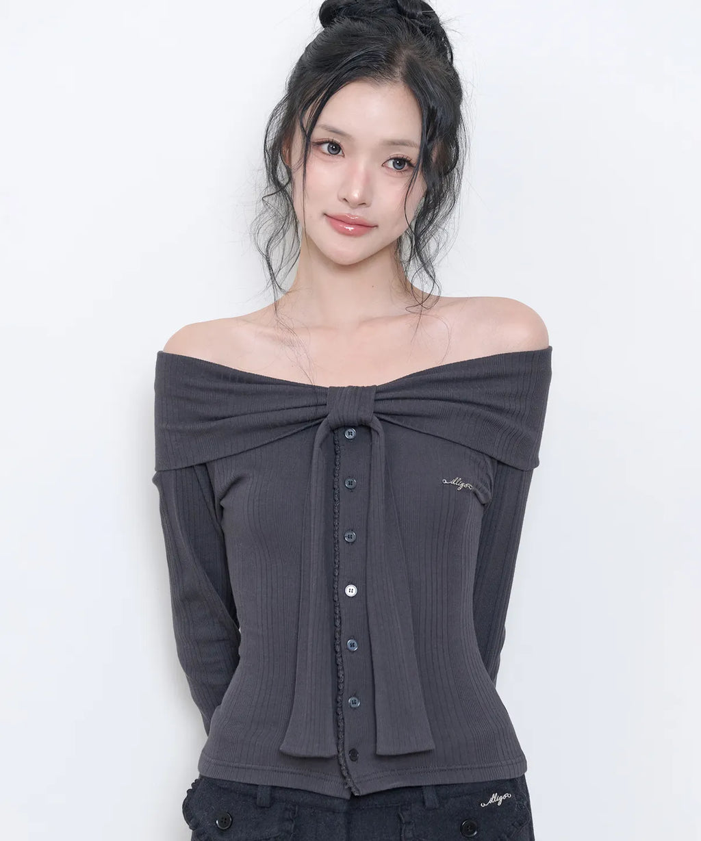 [illigo] Pure Bow Cardigan Top - 5 Colors