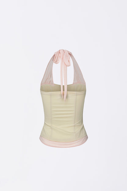 Farm Corset Halter Top Raw/Baby Pink