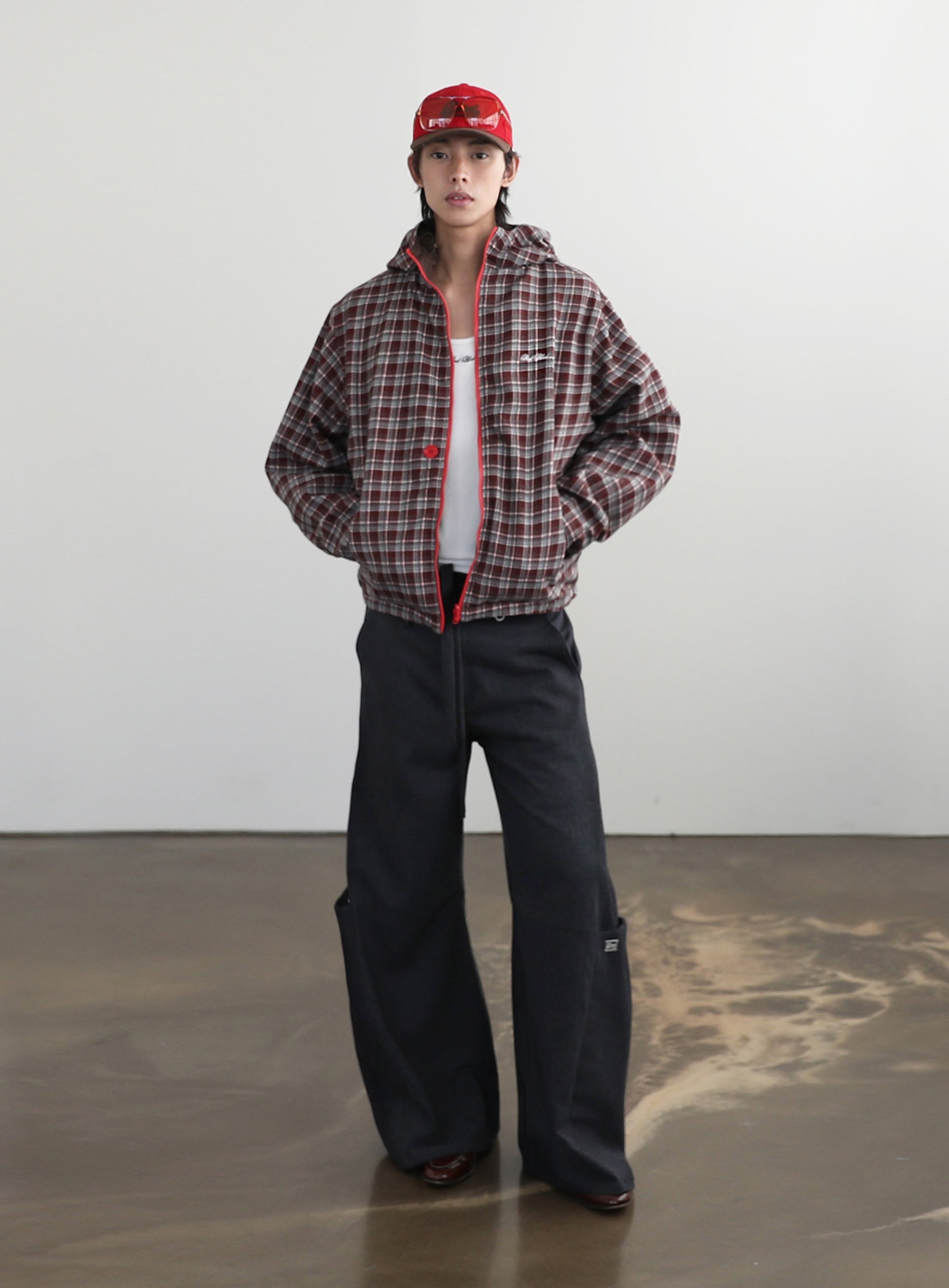 BADBLOOD Reversible Hoodie Windbreaker / Check Red