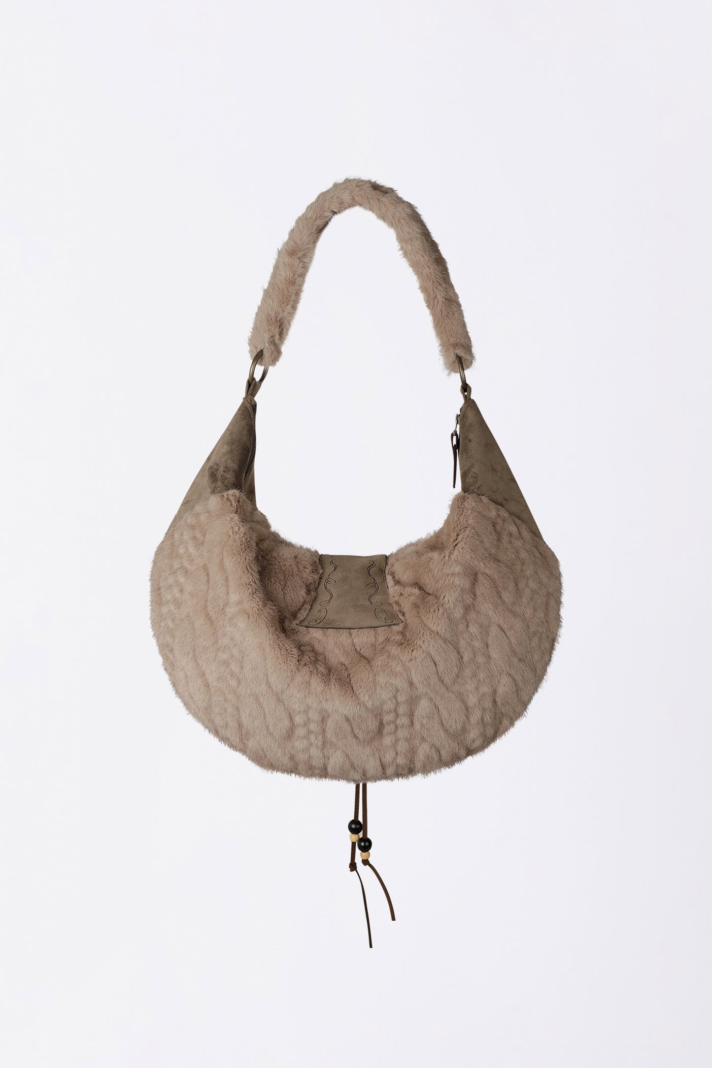 Sculptor Horseshoe Fur Bag Brown