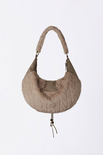 Sculptor Horseshoe Fur Bag Brown