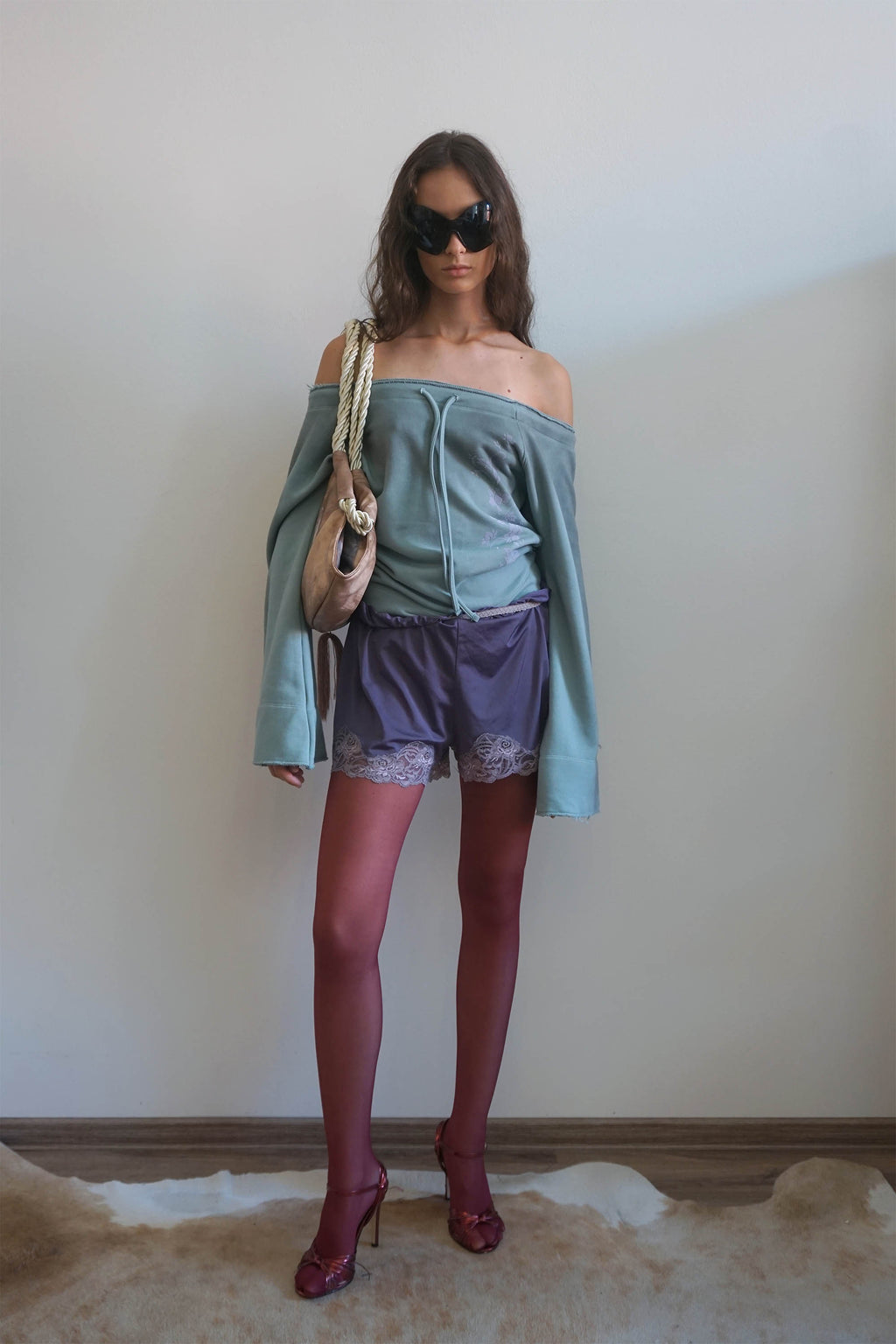 Sculptor Wide Bell Sleeve Sweatshirt Mint