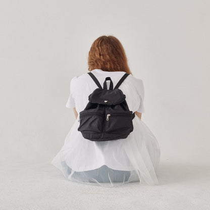 RONRON RUFFLE POINTED MINI BACKPACK BLACK